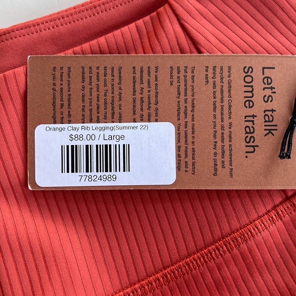 Girlfriend Collective High Rise Rib Legging Size L - Picture 5 of 8